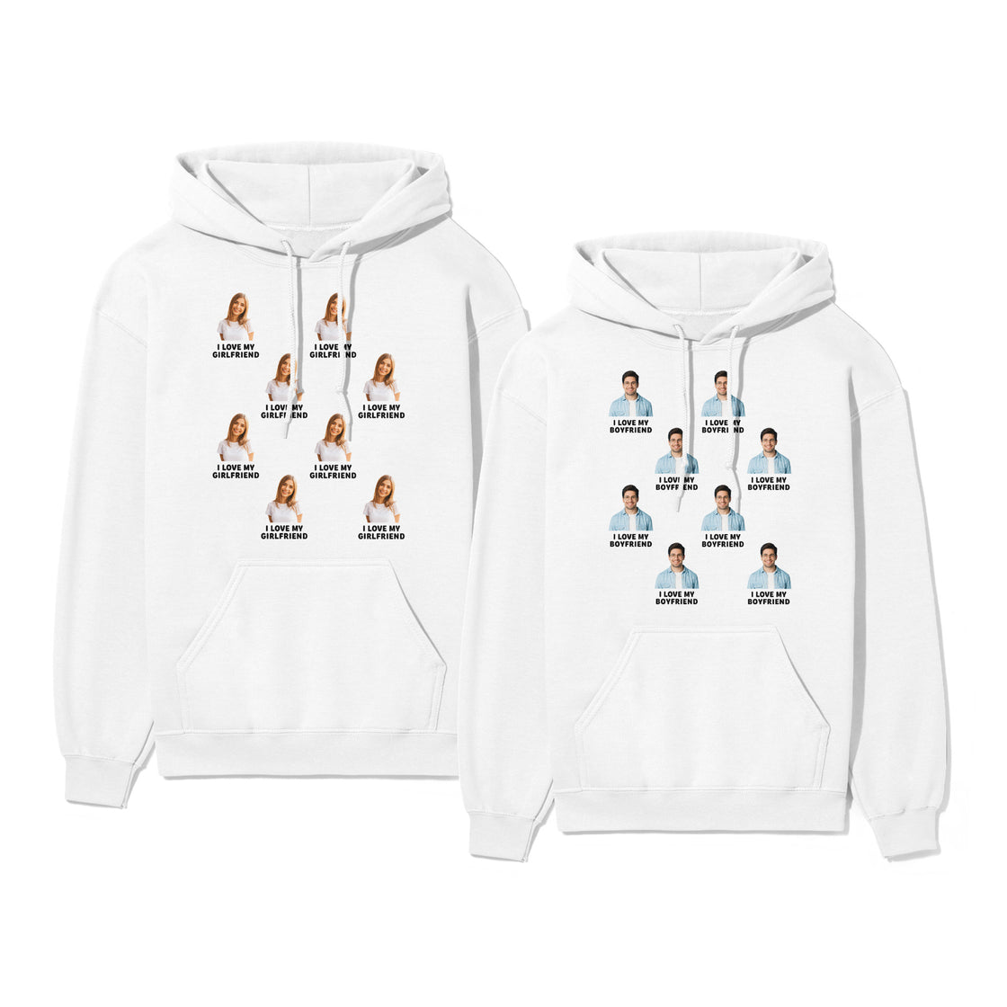 Custom Photo & Text Matching Outfits – Create Personalized Couple Shirts with Your Faces & Message
