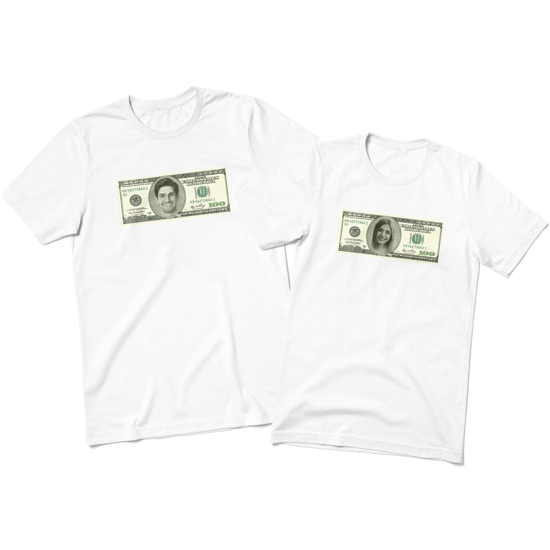 Custom Money Bill Matching Outfits – Add Your Faces on Dollar Bills for a One-of-a-Kind Couple Look