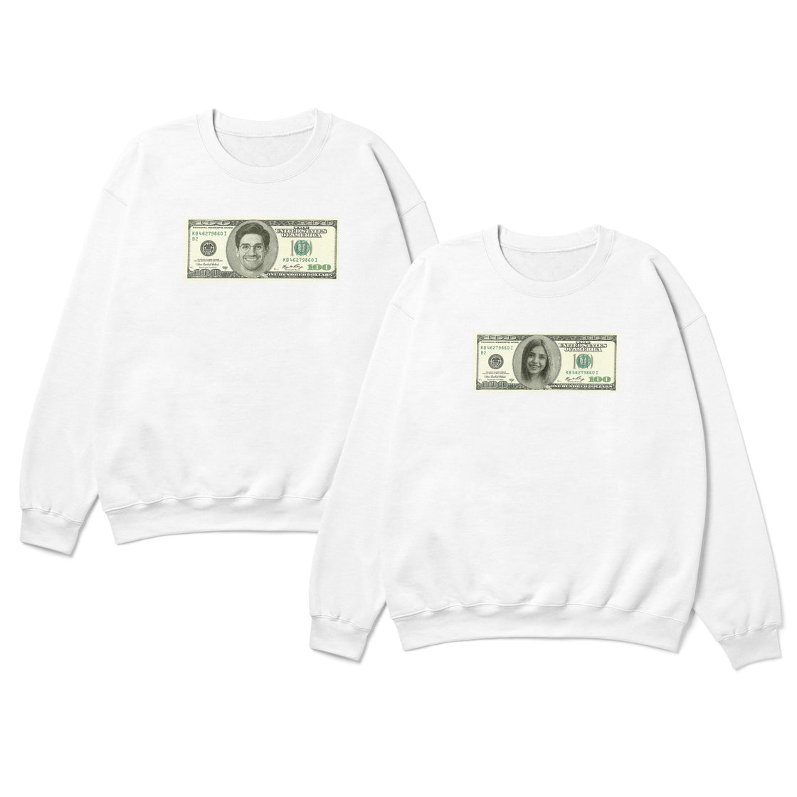 Custom Money Bill Matching Outfits – Add Your Faces on Dollar Bills for a One-of-a-Kind Couple Look