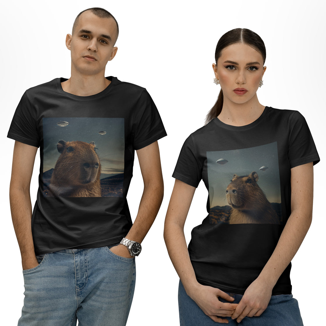 UFO Capybara – Funny Matching Outfit for His & Hers Moments