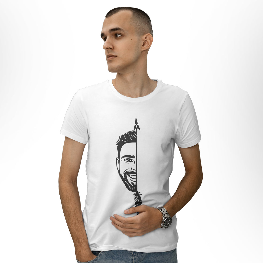 Custom Half-Face Matching Outfits – Personalized Couple Shirts with Your Faces Forming One Complete Design
