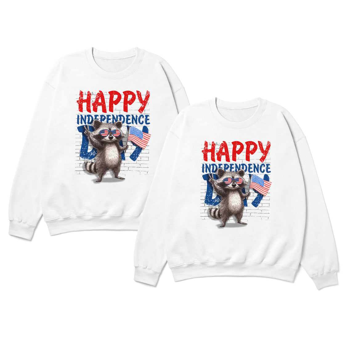 Happy Independence Day (Raccoon Styled) β Funny Matching Outfits for Patriotic Couples