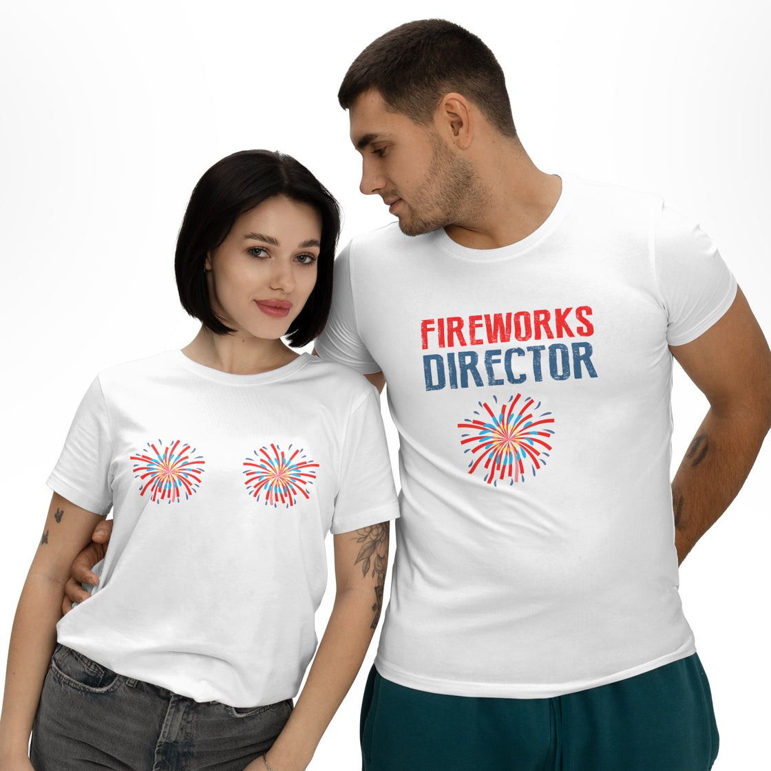 Fireworks Director & Display โ Bold Matching Outfits for Confident Couples