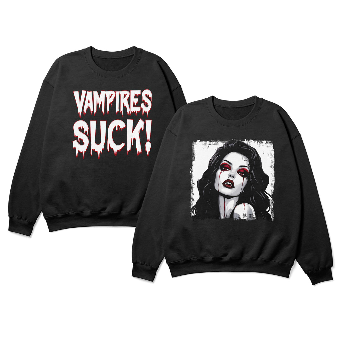 Vampires Suck! β Bold & Spooky Matching Outfit Set for Halloween-Loving Couples