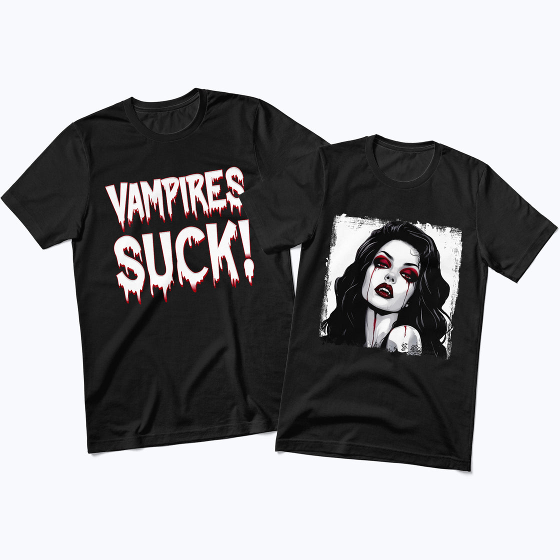 Vampires Suck! β Bold & Spooky Matching Outfit Set for Halloween-Loving Couples