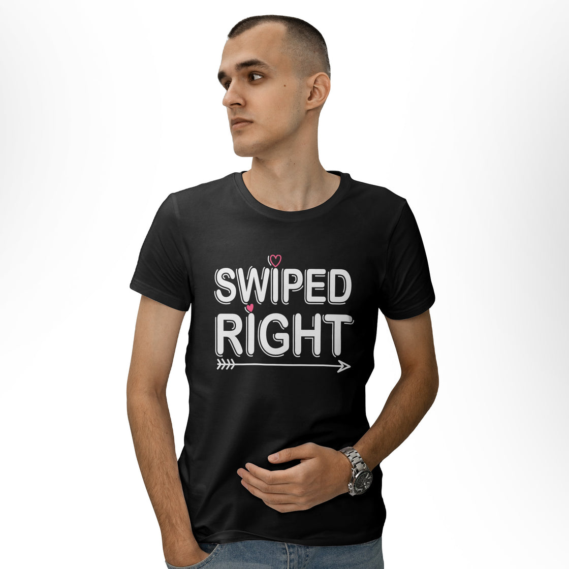 Swiped Right & Stayed Forever – Matching Tees for Couples Who Love to Match