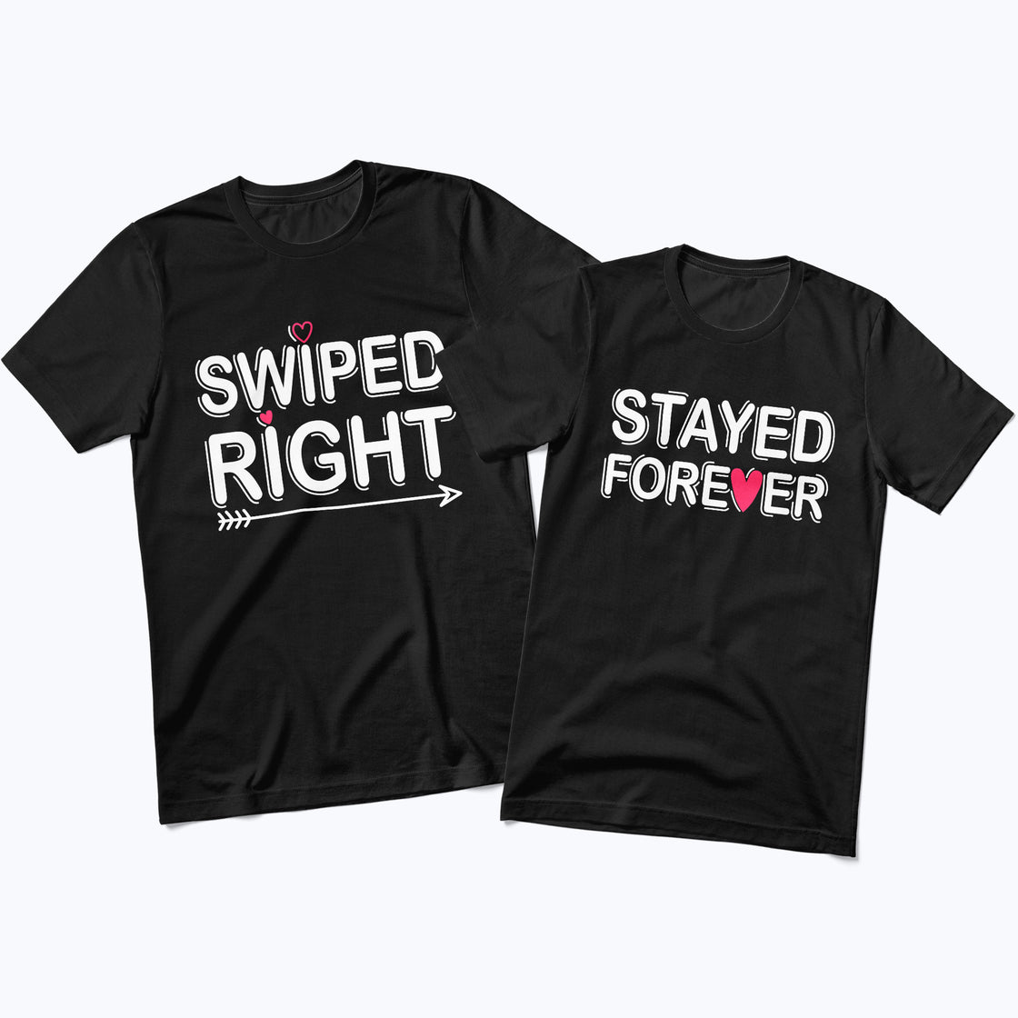 Swiped Right & Stayed Forever – Matching Tees for Couples Who Love to Match