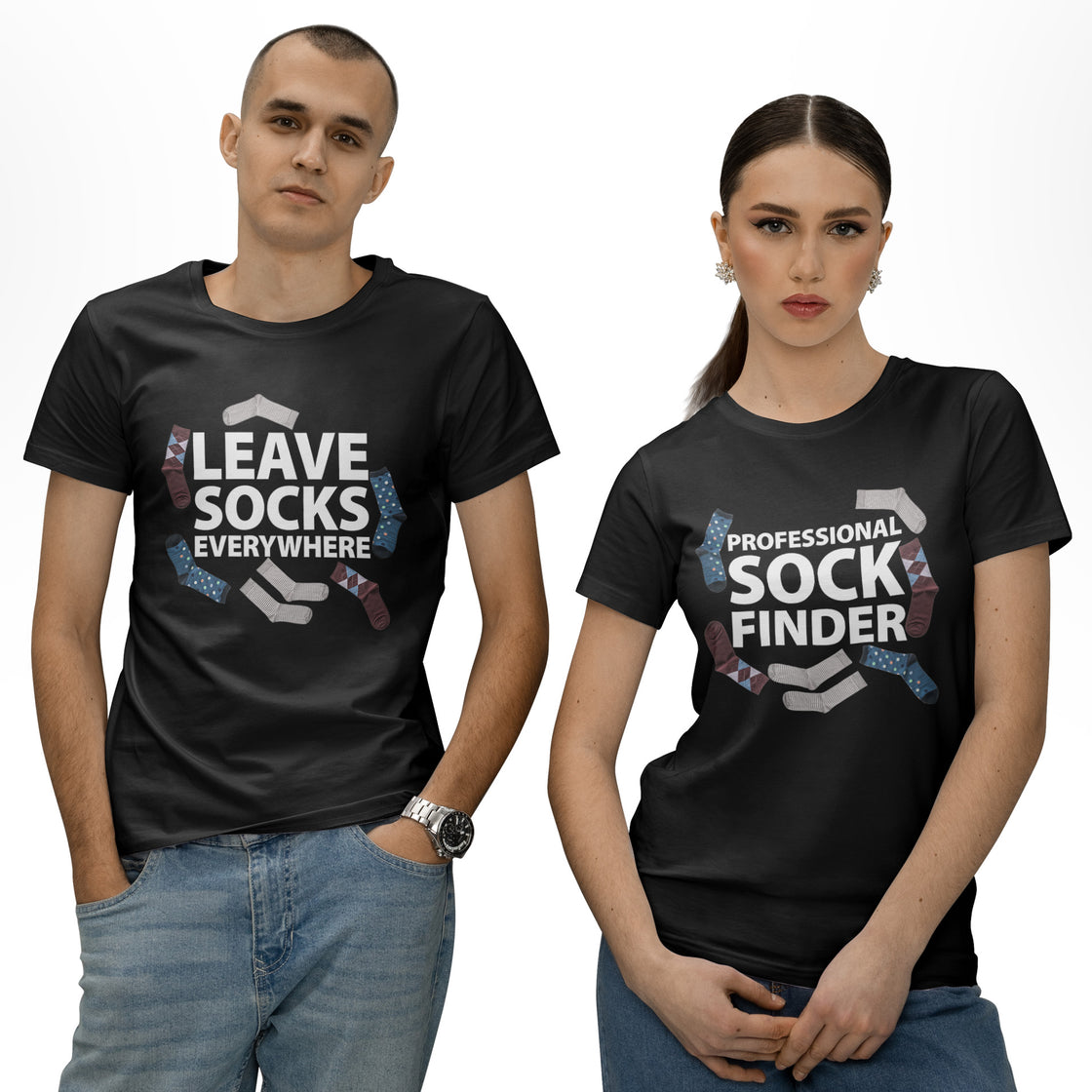 Leave Socks Everywhere & Professional Sock Finder β Funny Matching Outfits for Couples Who Get Each Other