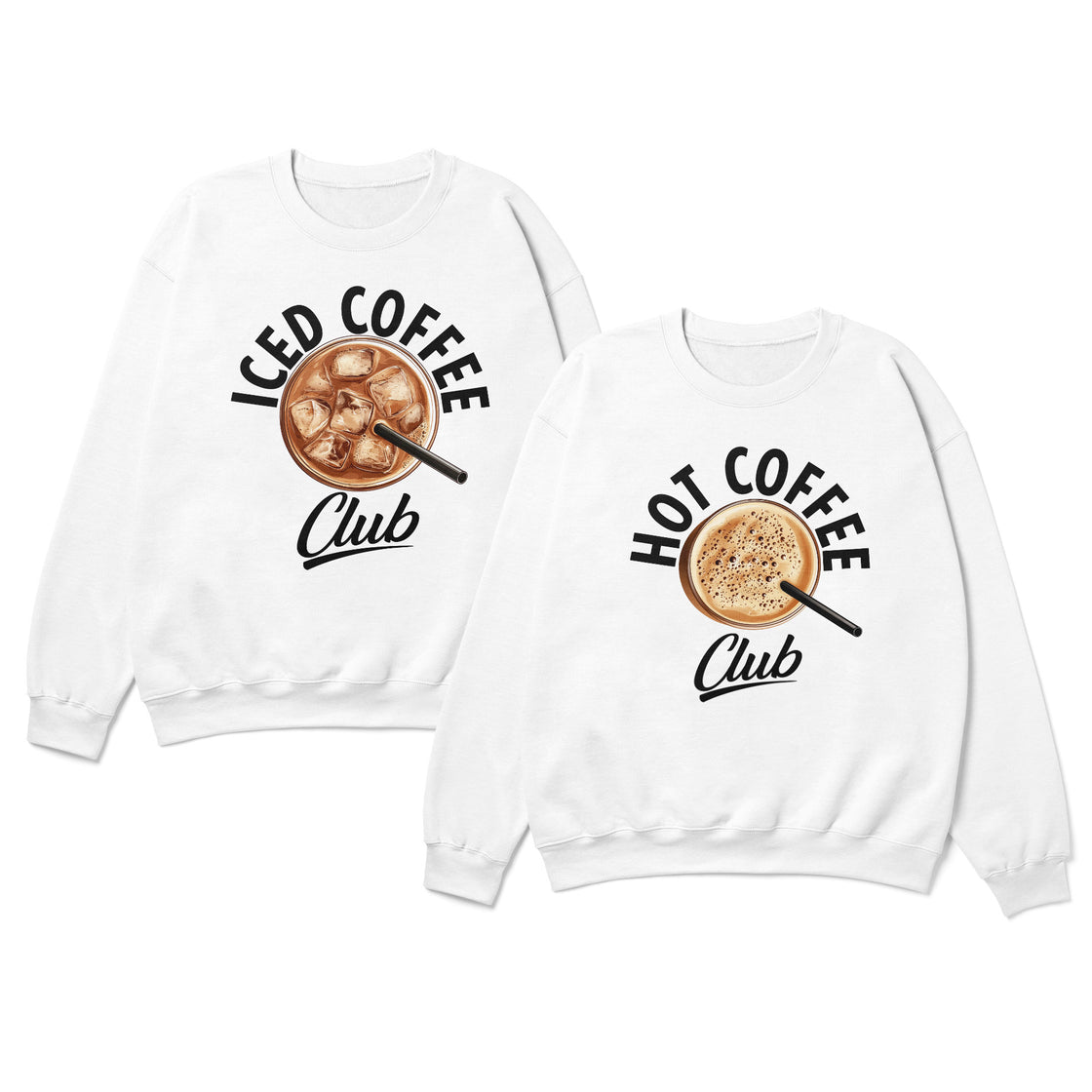 Hot Coffee Club & Iced Coffee Club – Funny Matching Outfit for Coffee-Loving Couples