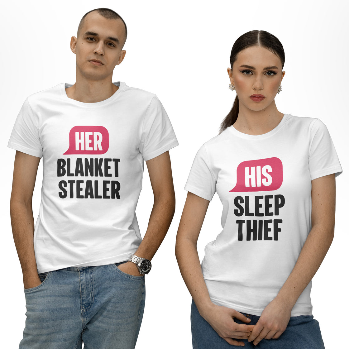 Her Blanket Stealer & His Sleep Thief β Funny His and Hers Outfit Set