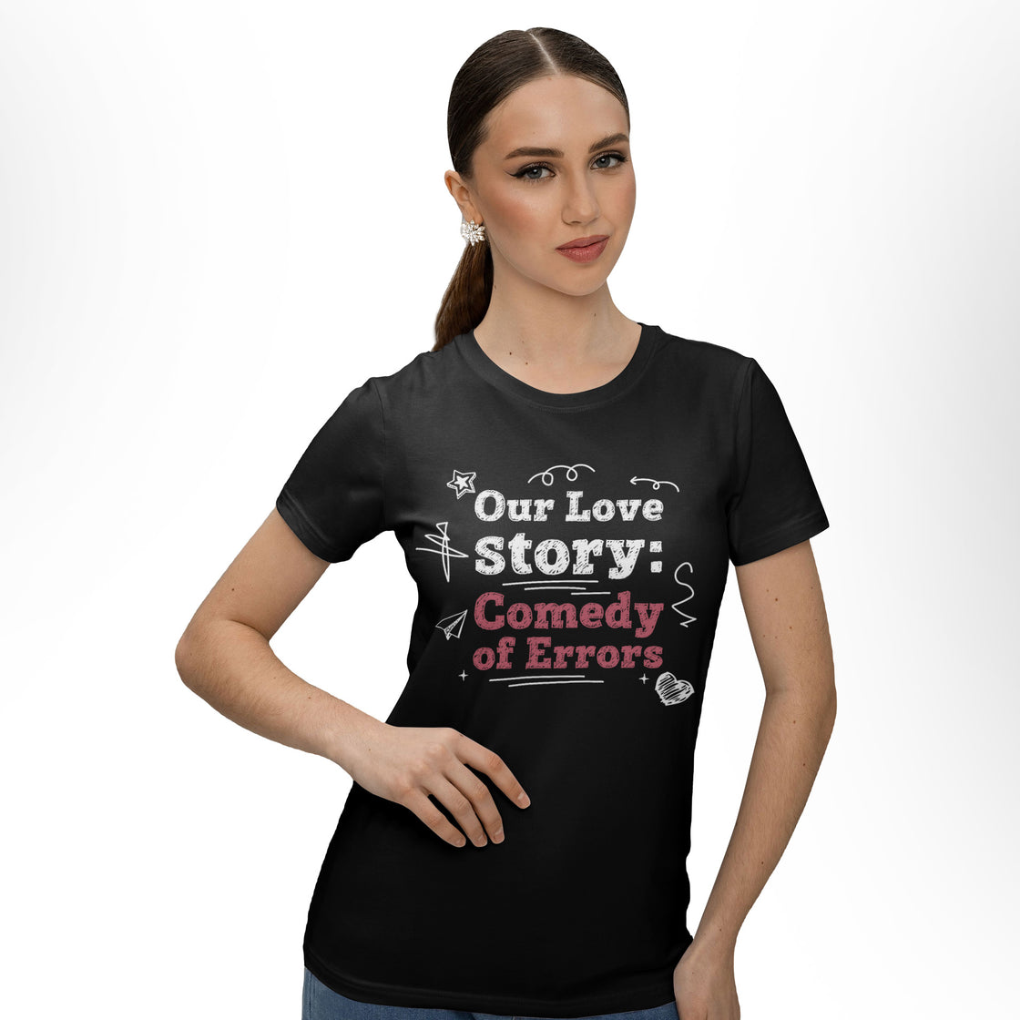Our Love Story: Comedy of Errors – Funny Matching Tees for Couples
