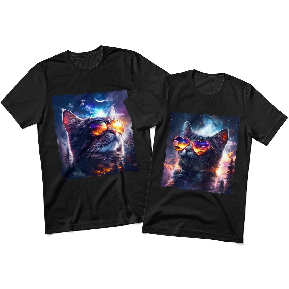 Cosmic Cool Cats β Trendy Matching Outfit for Stylish Couples Who Love Cats
