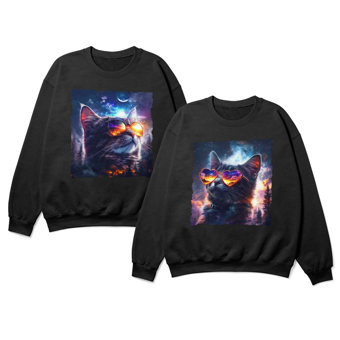 Cosmic Cool Cats β Trendy Matching Outfit for Stylish Couples Who Love Cats