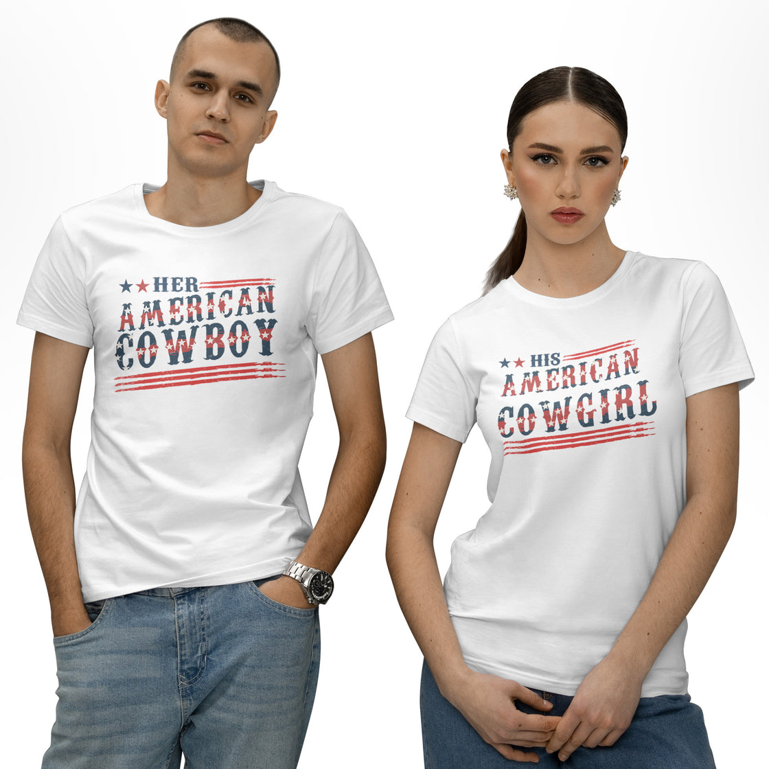 Her American Cowboy & His American Cowgirl β Matching Couple Set That Says It All Without Words
