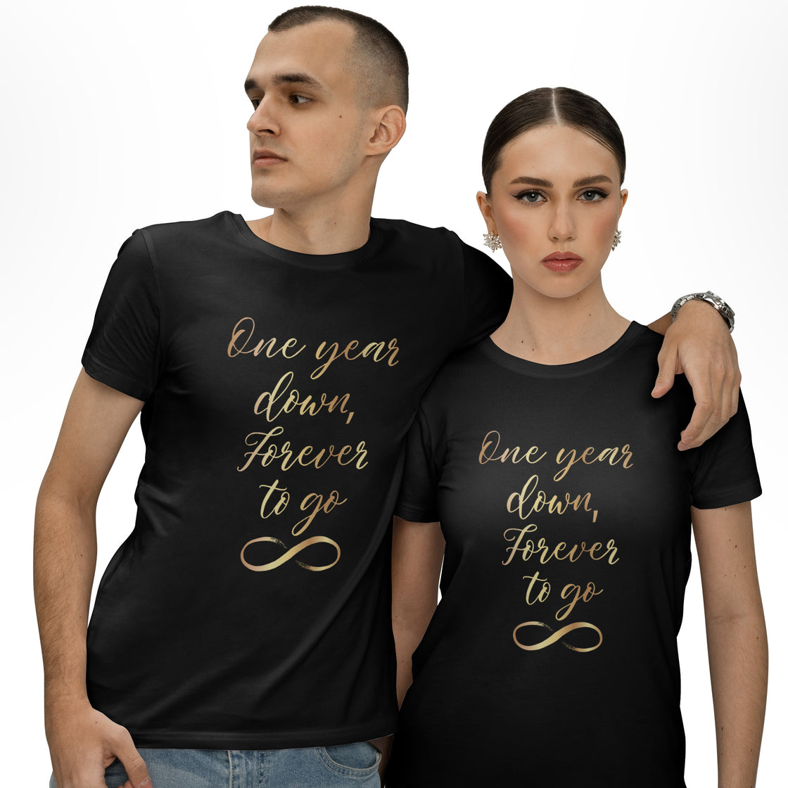 One Year Down, Forever to Go – Matching Set for Couples – Anniversary Gift Idea