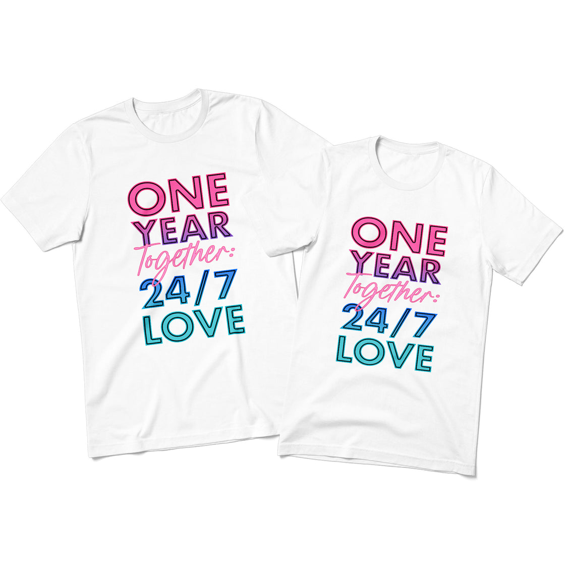 One Year Together: 24/7 Love β Matching Outfits for Couples β Perfect for 1st Anniversary Vibes