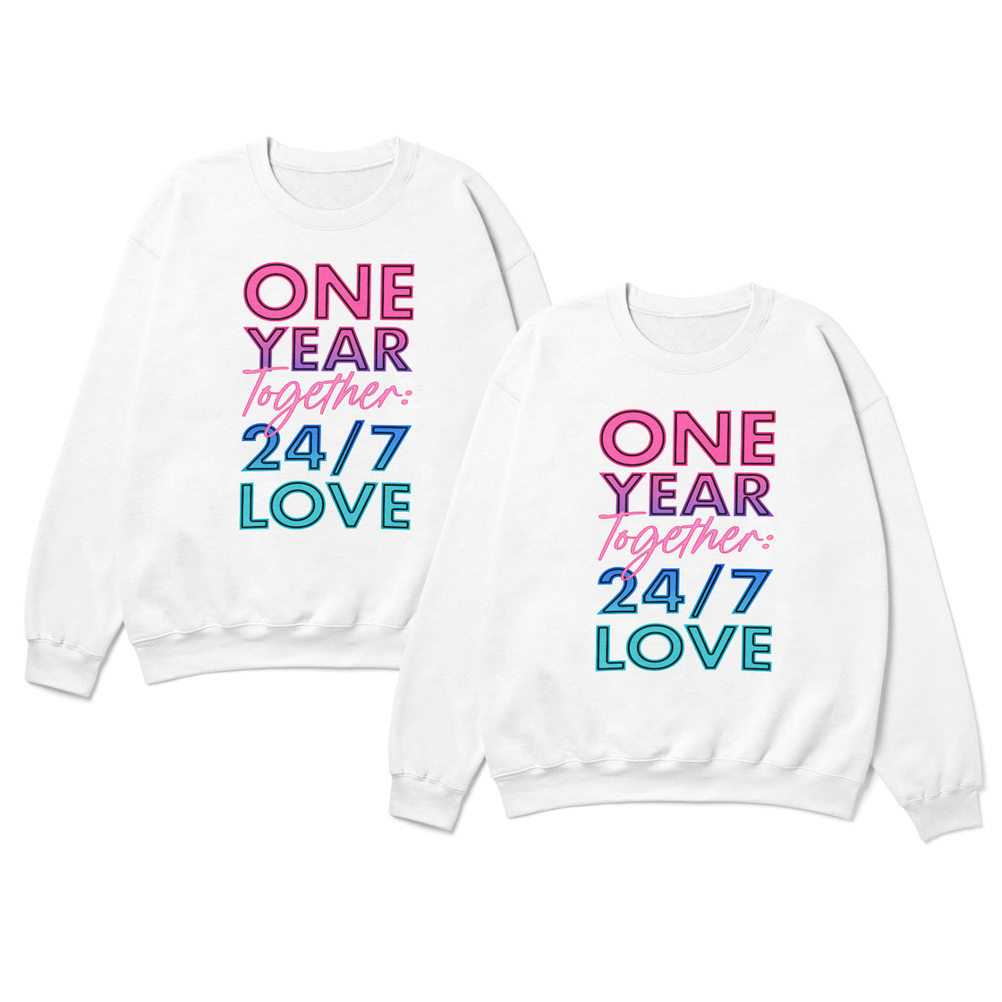 One Year Together: 24/7 Love β Matching Outfits for Couples β Perfect for 1st Anniversary Vibes