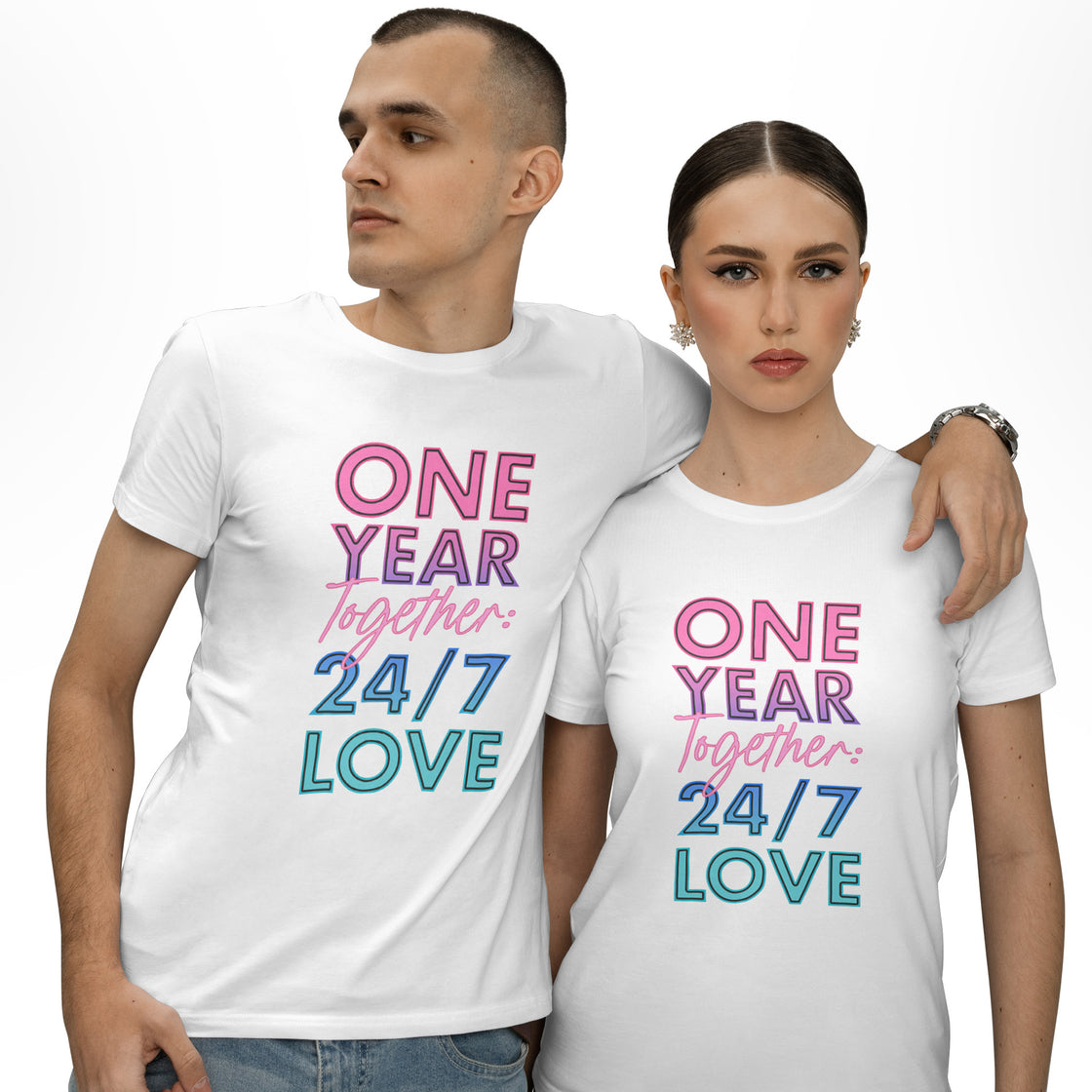 One Year Together: 24/7 Love β Matching Outfits for Couples β Perfect for 1st Anniversary Vibes