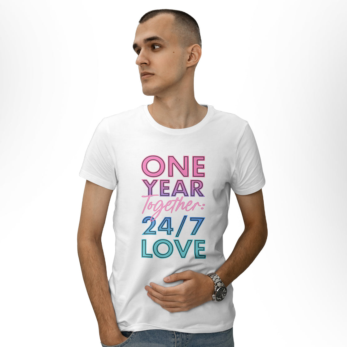 One Year Together: 24/7 Love β Matching Outfits for Couples β Perfect for 1st Anniversary Vibes
