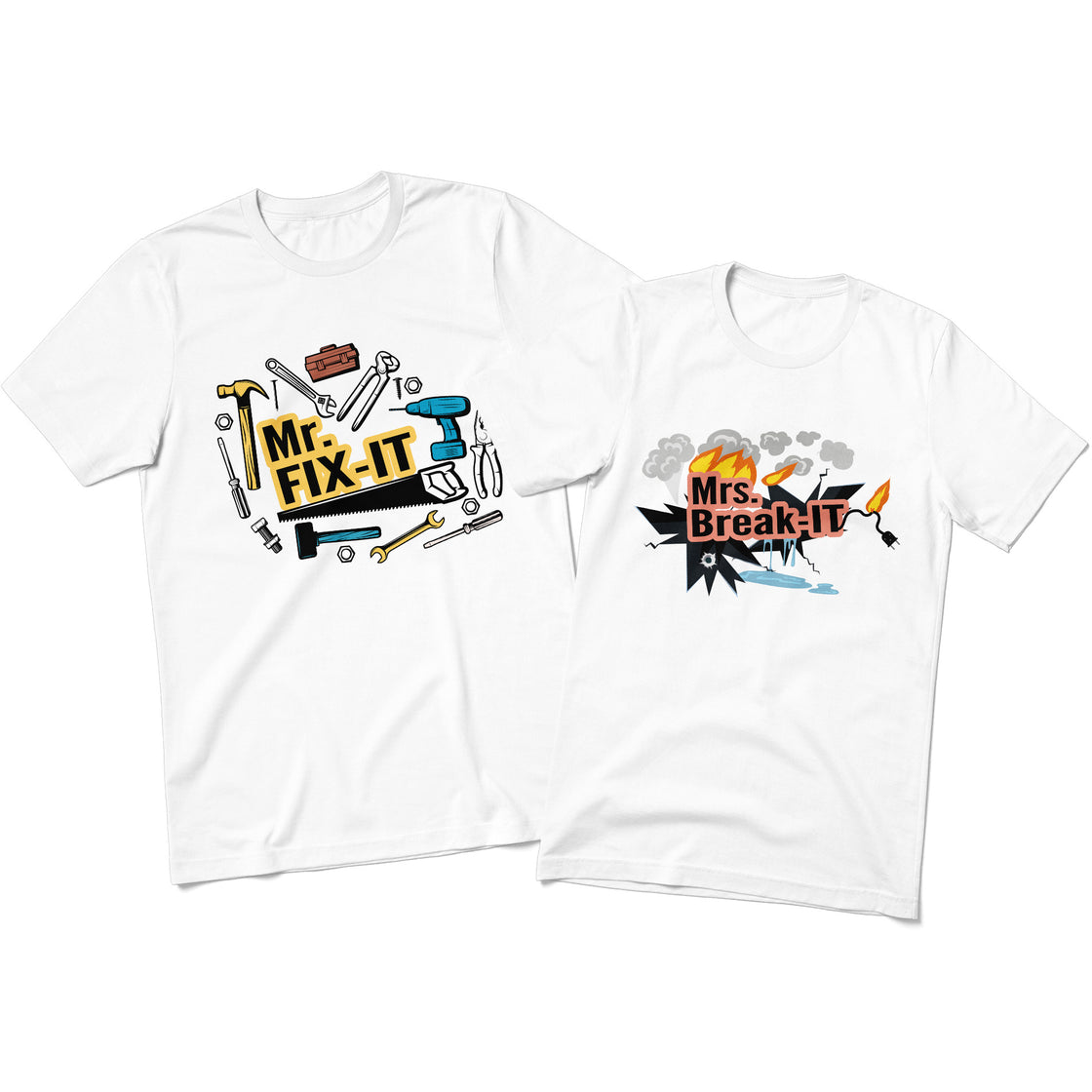 Mr. Fix-It & Mrs. Break-It β Relationship-Themed Couple Matching Set