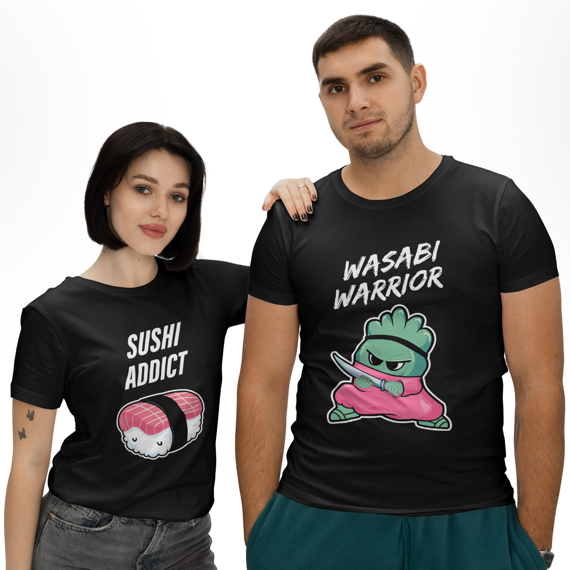 Wasabi Warrior & Sushi Addict - Matching Outfits for Couples Who Love Sushi π£
