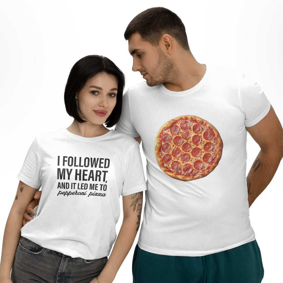 I Followed My Heart, and it Led Me to Pepperoni Pizza β Funny Matching Pizza Tees for Foodie Couples πβ€οΈ