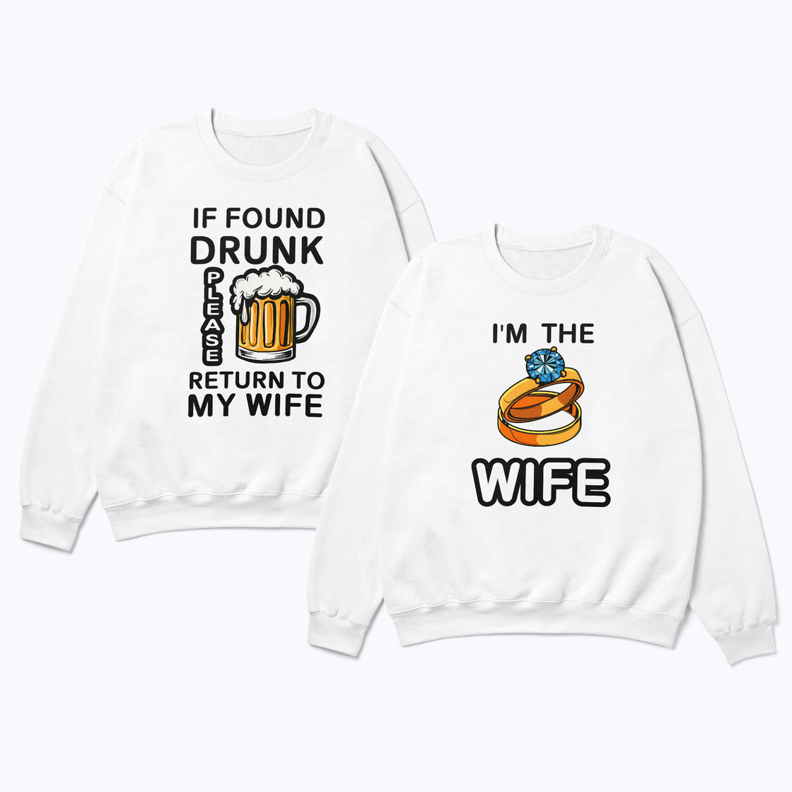 If Found Drunk Please Return to My Wife & Iβm the Wife β Funny Couple Drinking Shirts β Matching Party Tees