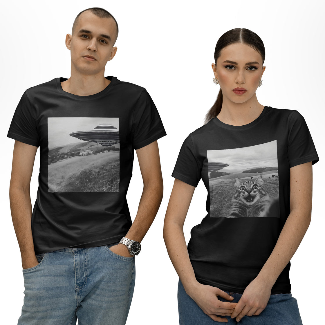 UFO Cat Panic β Funny Matching Outfit for His & Hers Moments