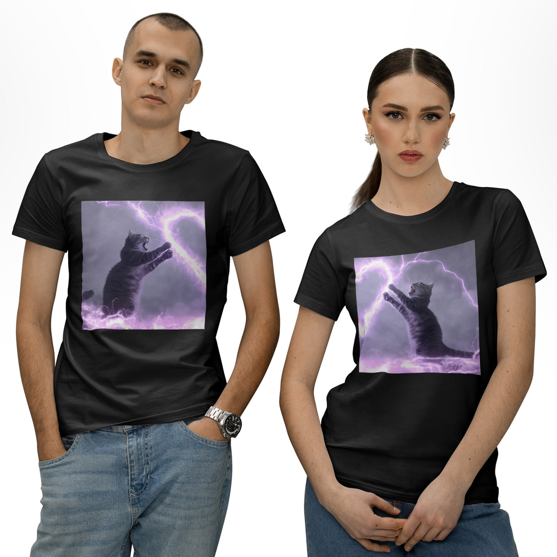 Electric Love Cats – Matching Clothes for Couples Who Laugh Together