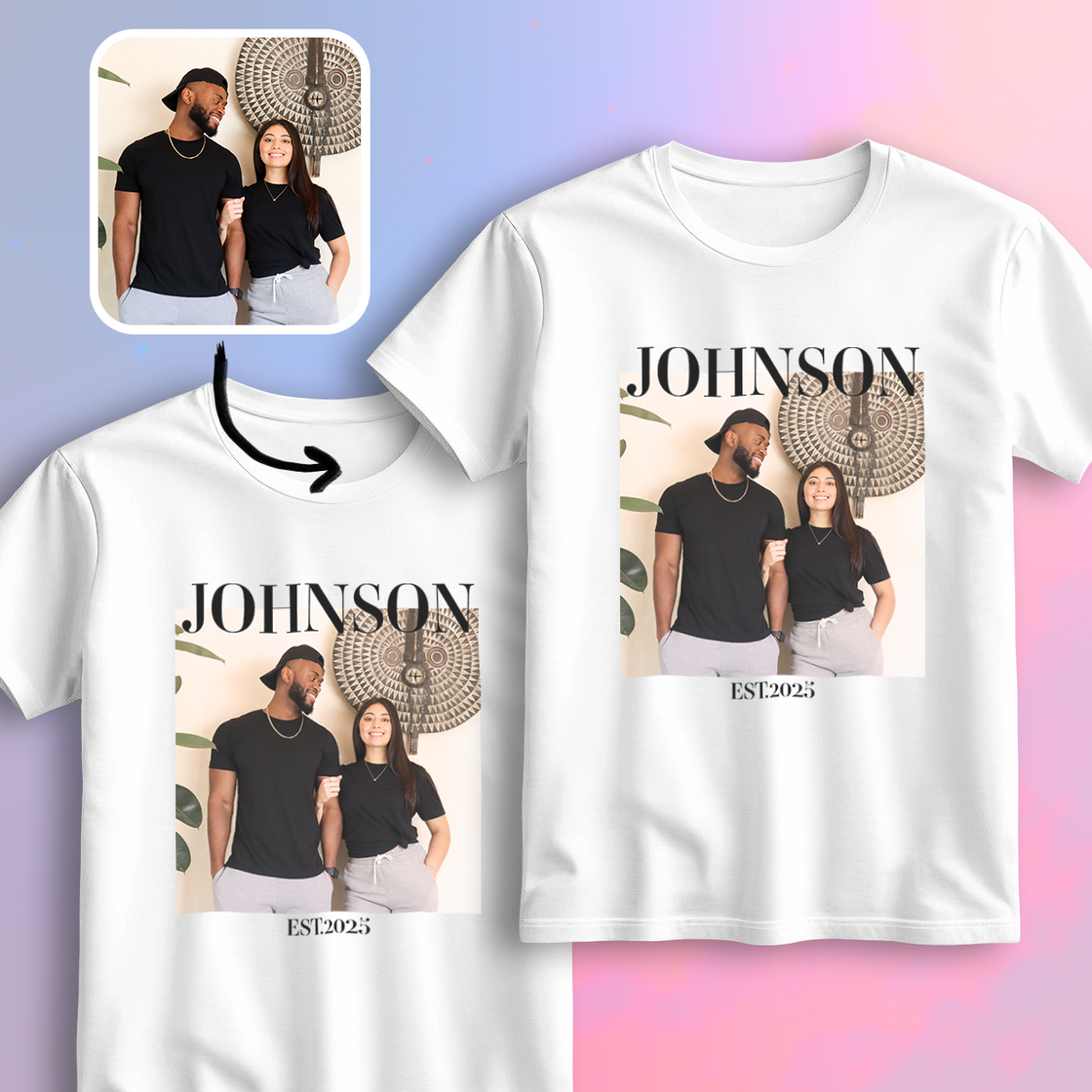 Custom Last Name & Photo Matching Outfits –  Classic Minimalist Design