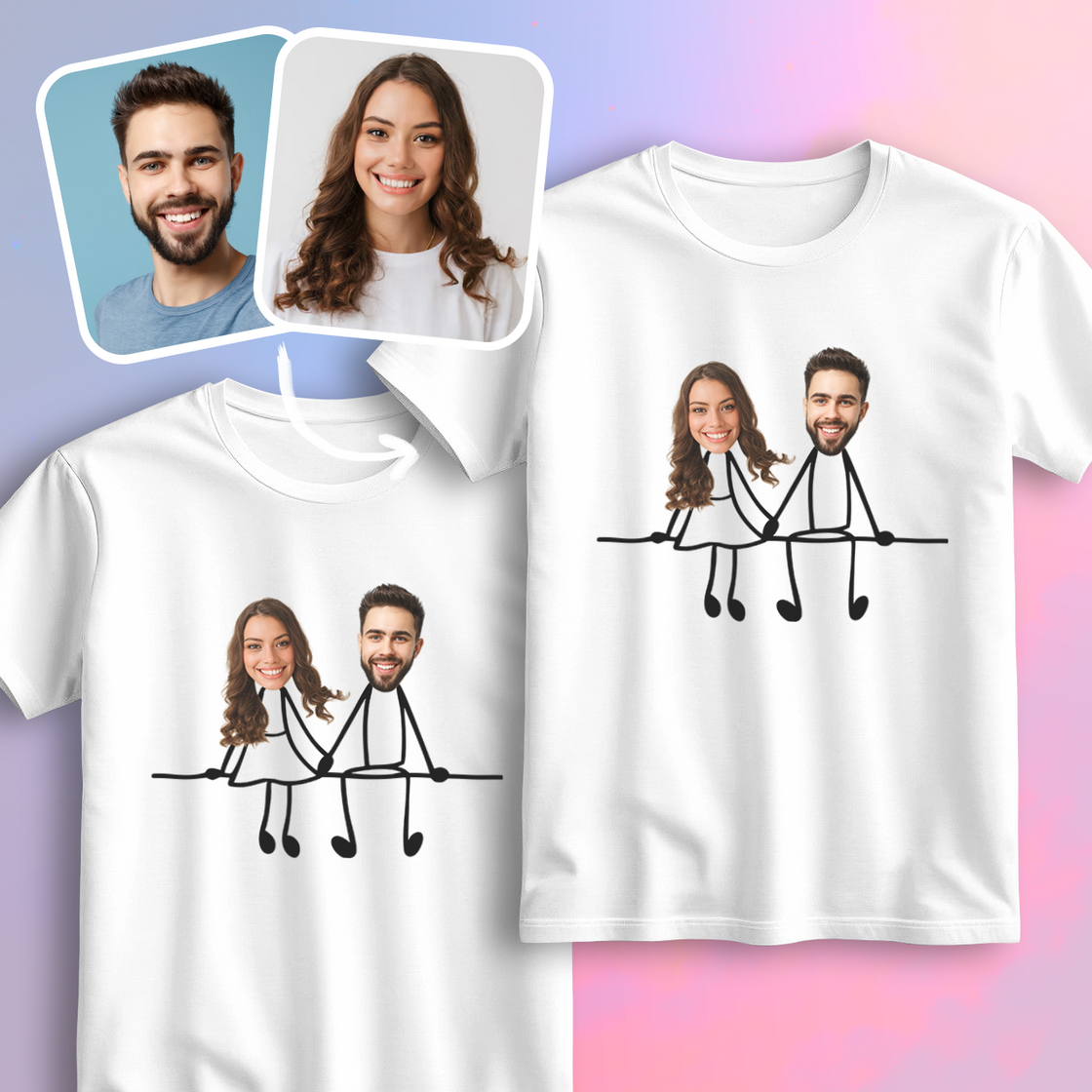Custom Face Matching Outfits – Add Your Real Faces to a Cute Balloon Couple Design