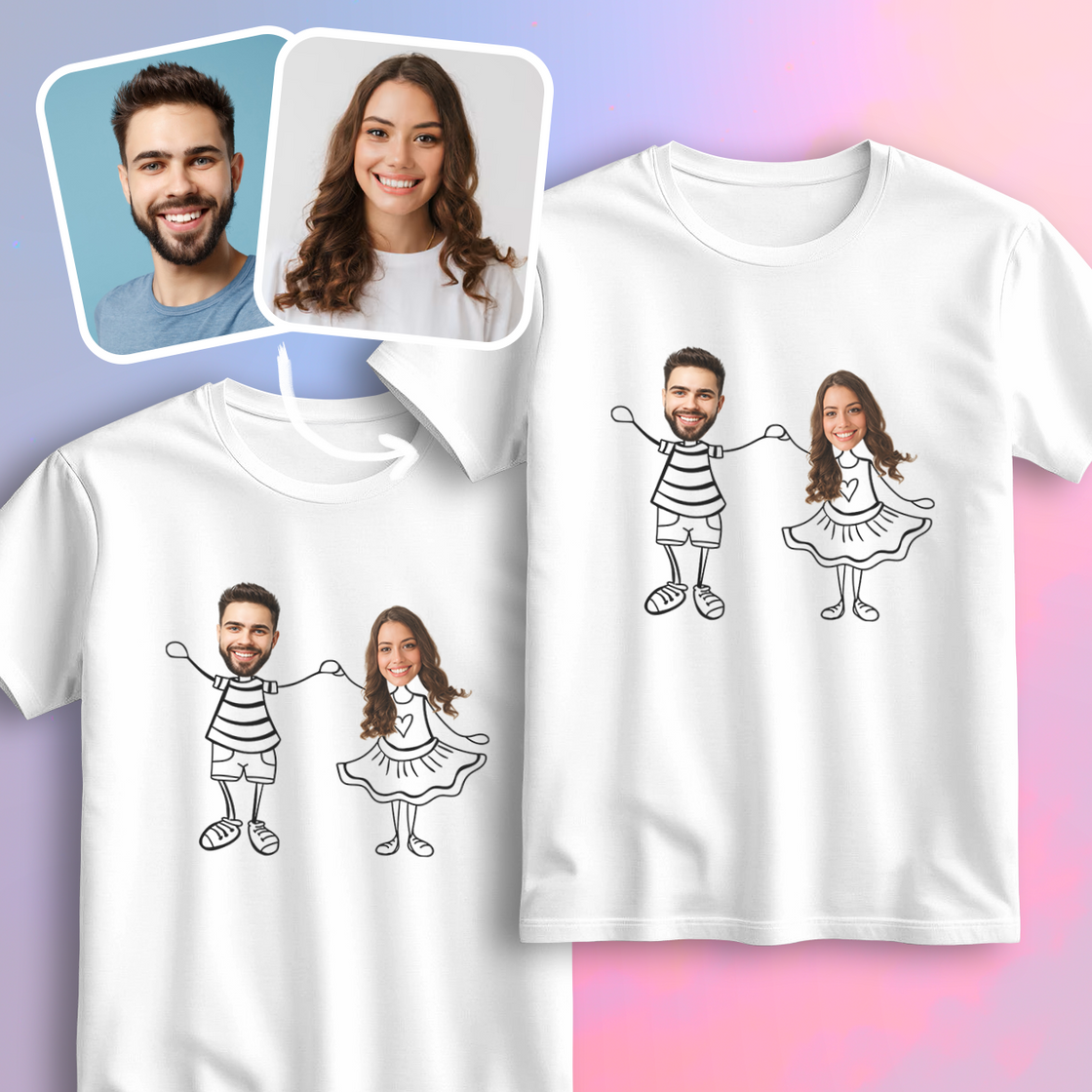 Custom Face Matching Outfits – Add Your Real Faces to a Cute Balloon Couple Design