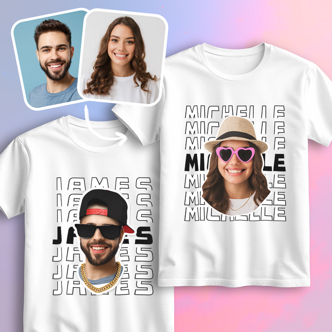 Custom Face Matching Outfits – Add Your Real Faces to a Cute Balloon Couple Design