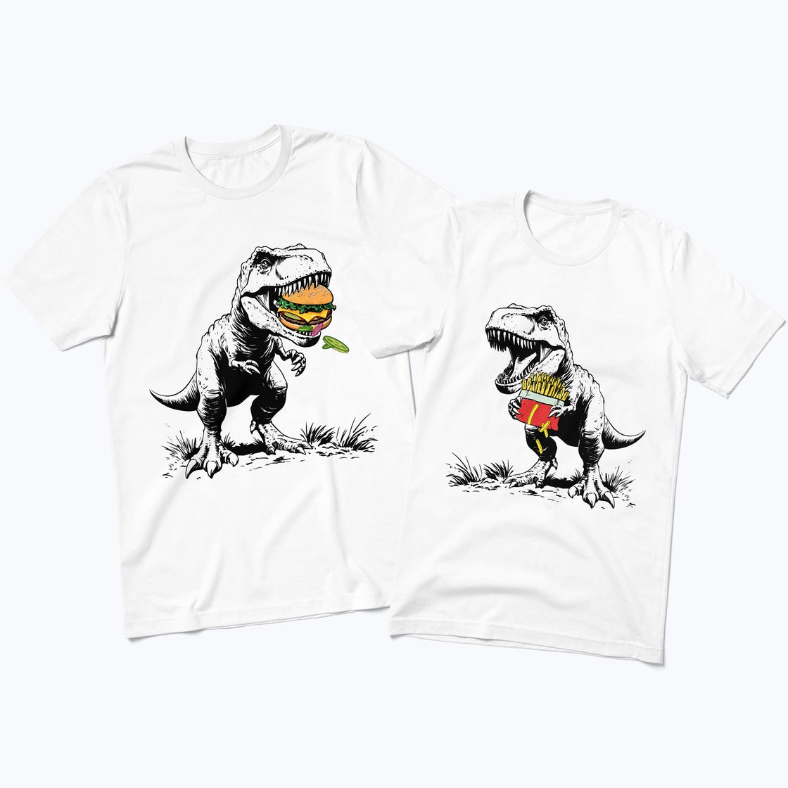 Dino Snack Attack β Funny Couple Matching Outfits for Food Lovers