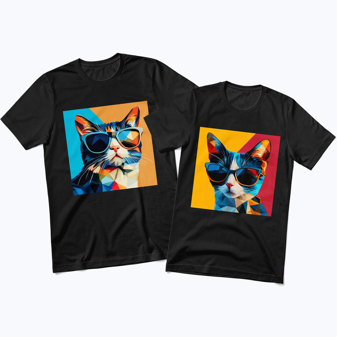 Geomeowtric Cool β Abstract Matching Outfit for Stylish Cat-Loving Couples