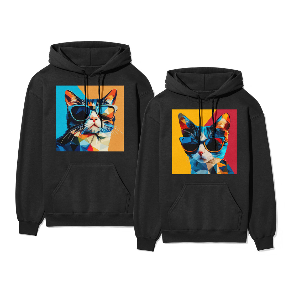 Geomeowtric Cool β Abstract Matching Outfit for Stylish Cat-Loving Couples