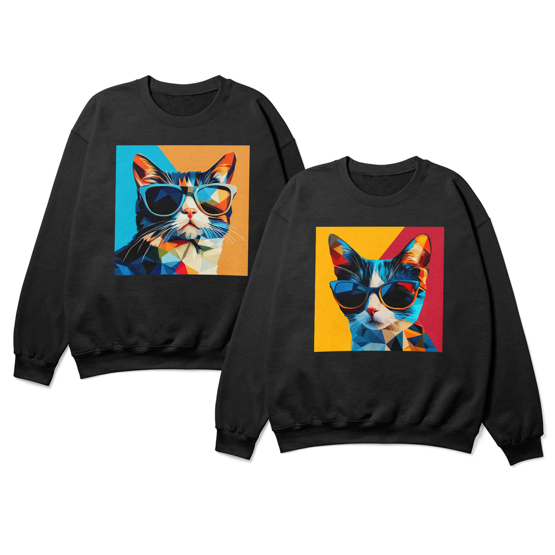 Geomeowtric Cool β Abstract Matching Outfit for Stylish Cat-Loving Couples