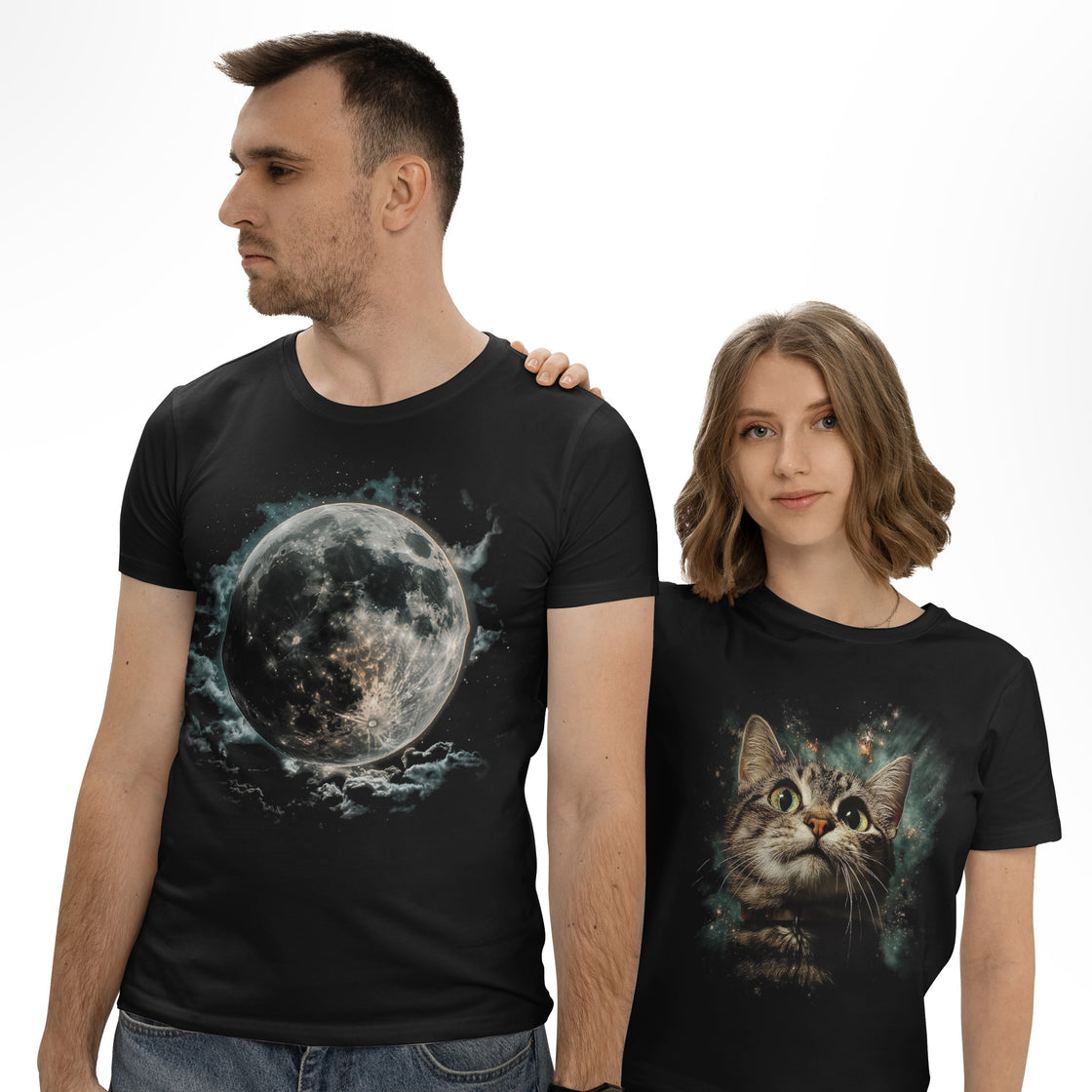 To the Moon and Meow β Romantic Matching Set for Cat-Loving Couples