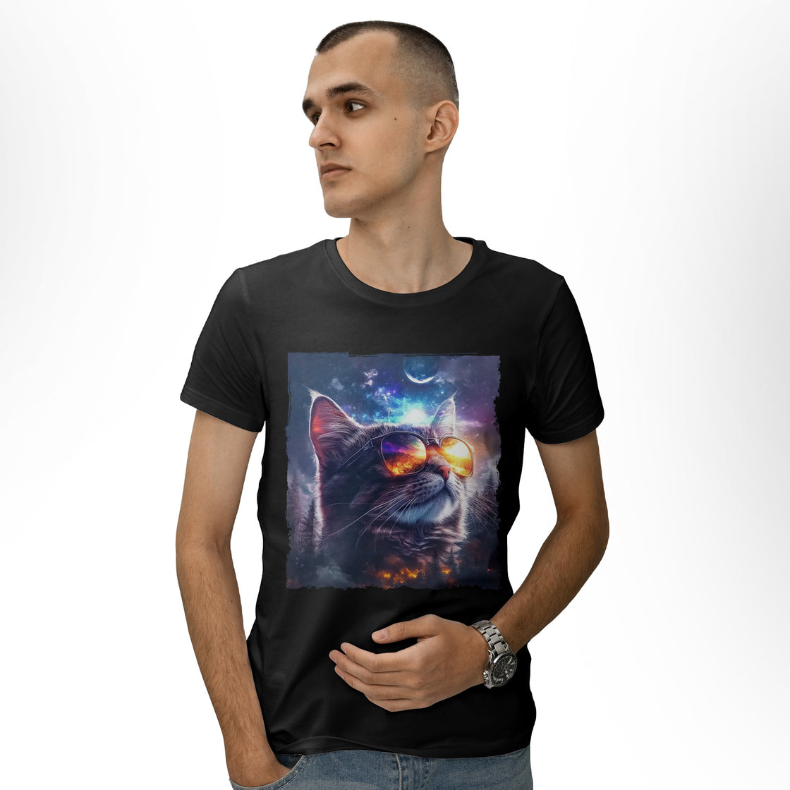 Cosmic Cool Cats β Trendy Matching Outfit for Stylish Couples Who Love Cats
