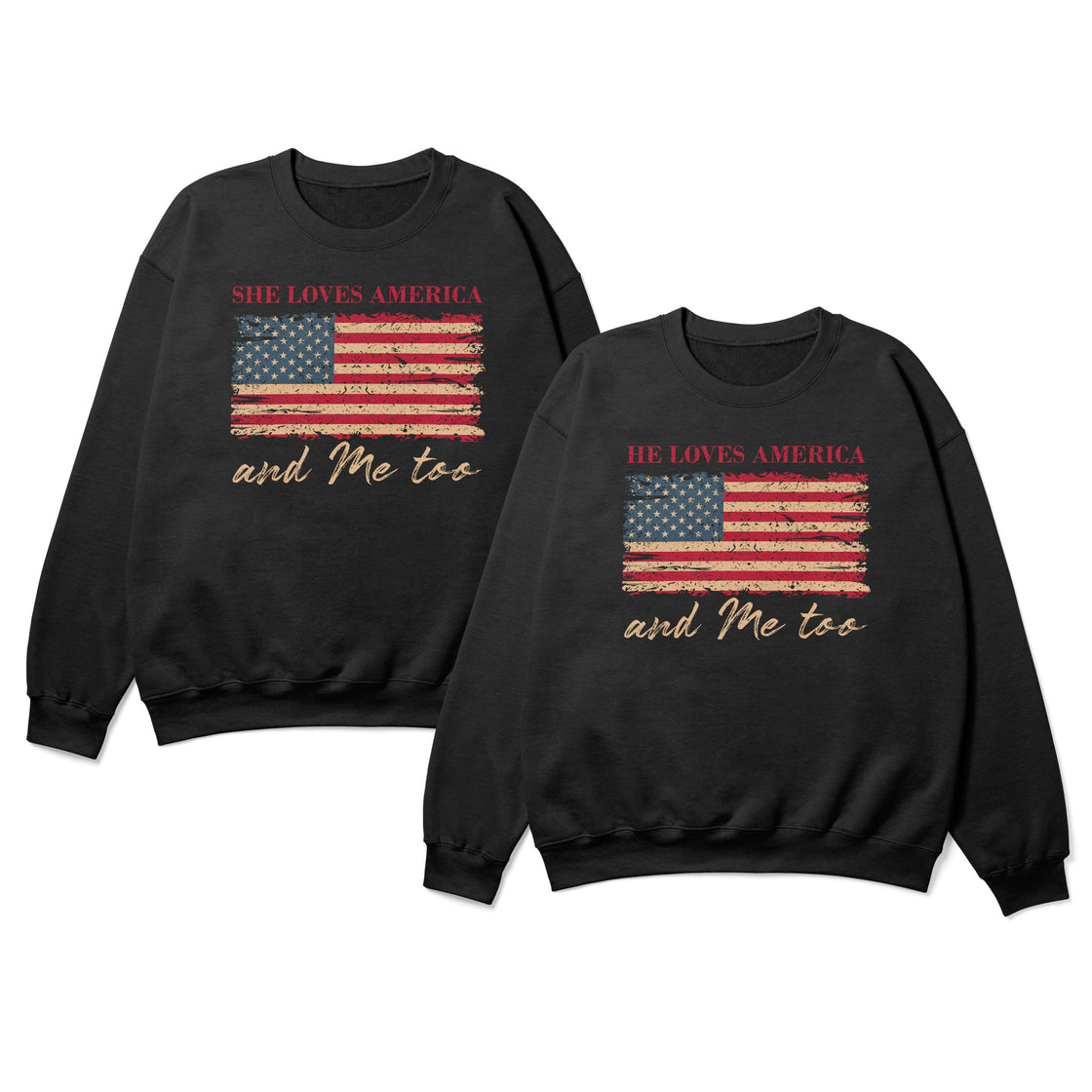 She Loves America and Me Too &  He Loves America and Me Too – Matching Outfits for Patriotic Couples