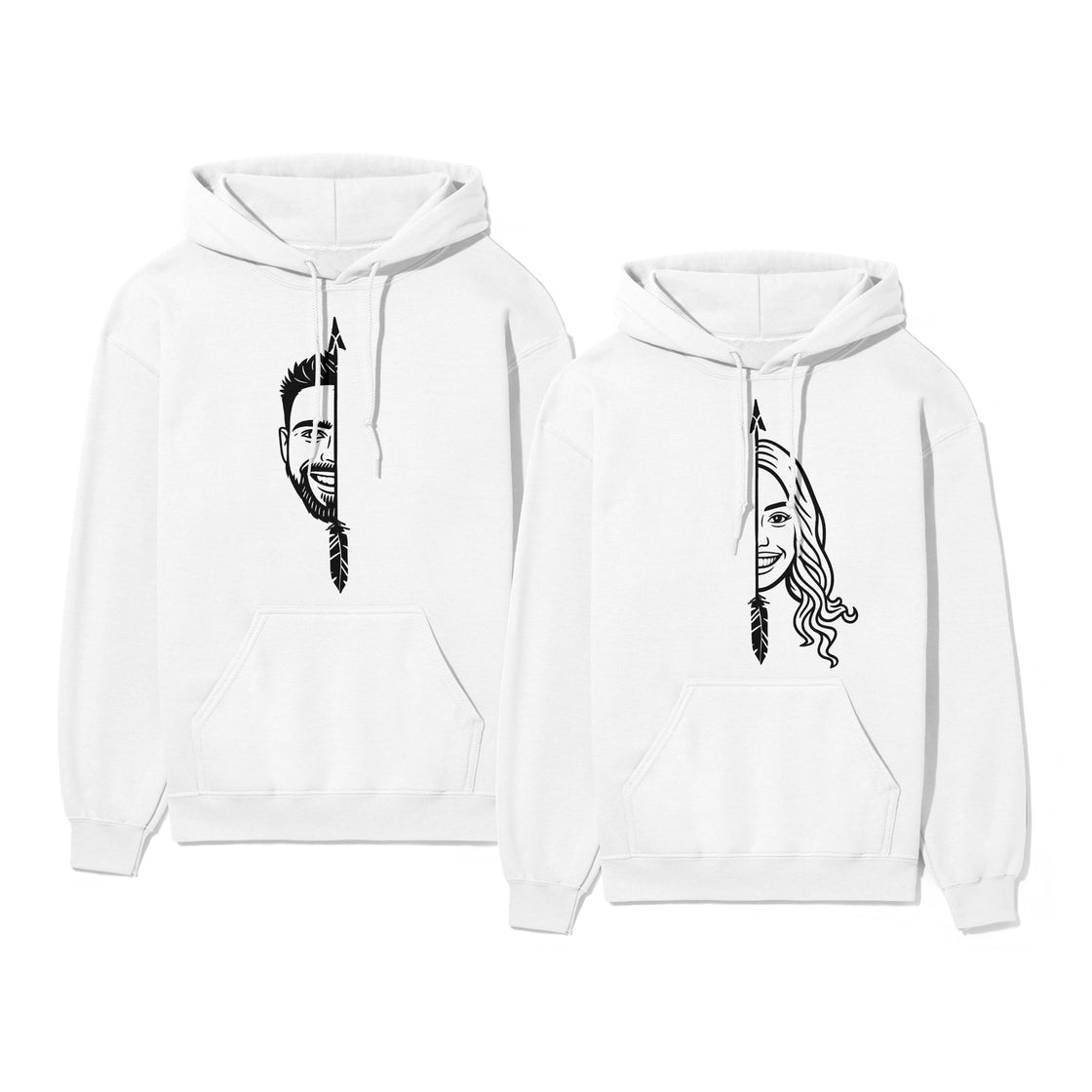 Custom Half-Face Matching Outfits – Personalized Couple Shirts with Your Faces Forming One Complete Design