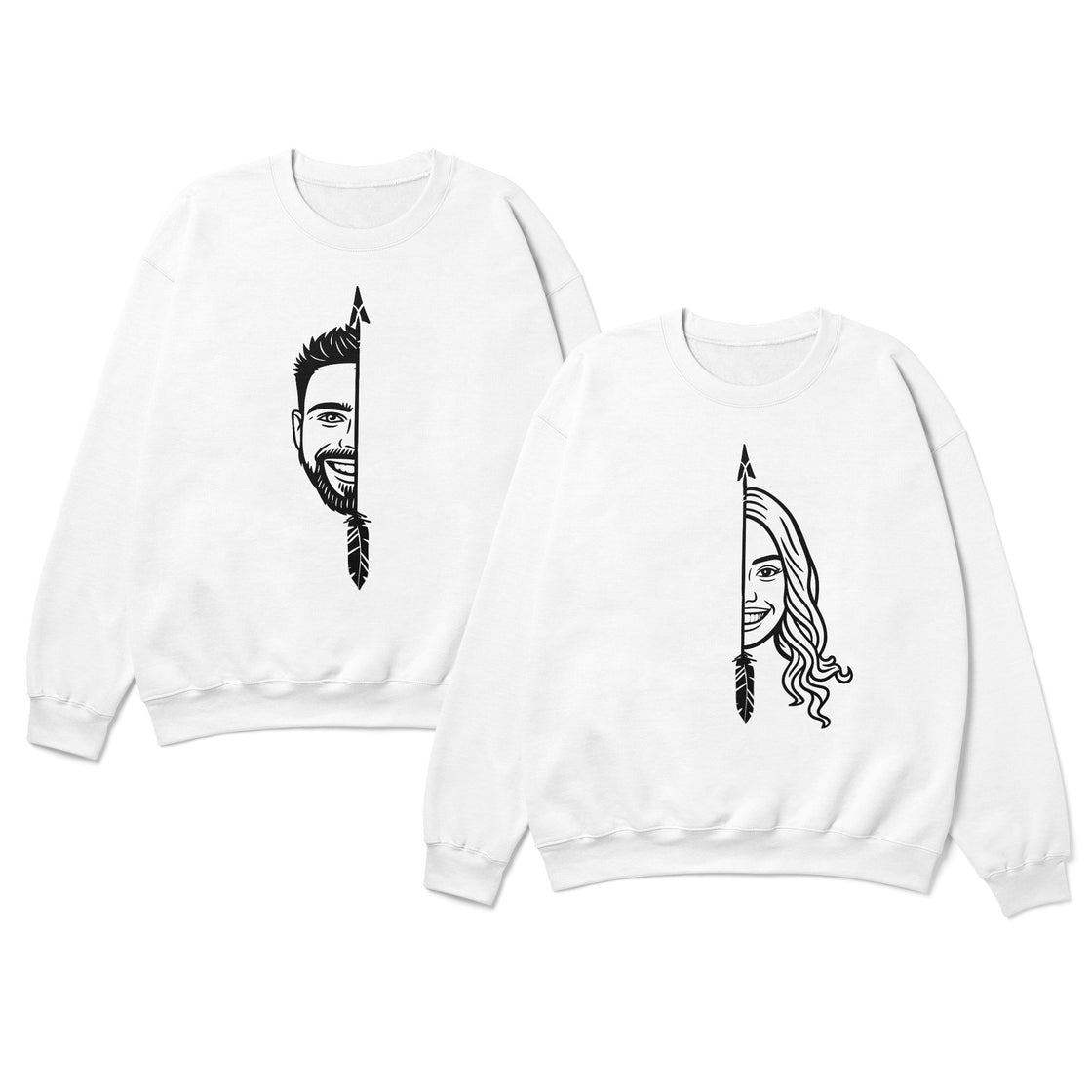 Custom Half-Face Matching Outfits – Personalized Couple Shirts with Your Faces Forming One Complete Design
