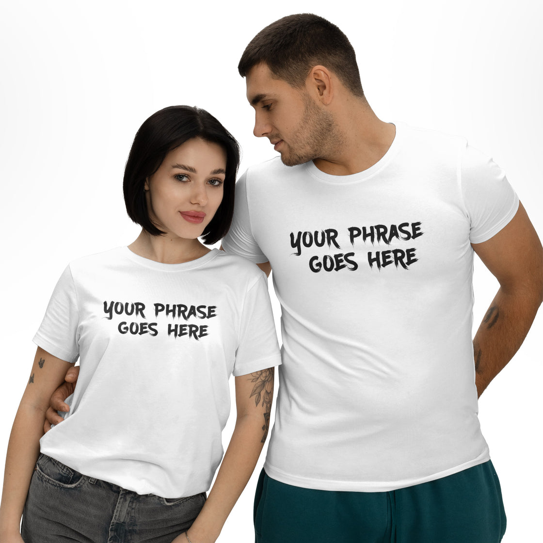 Custom Text Matching Outfits – Create Personalized Couple Shirts with Your Own Phrase