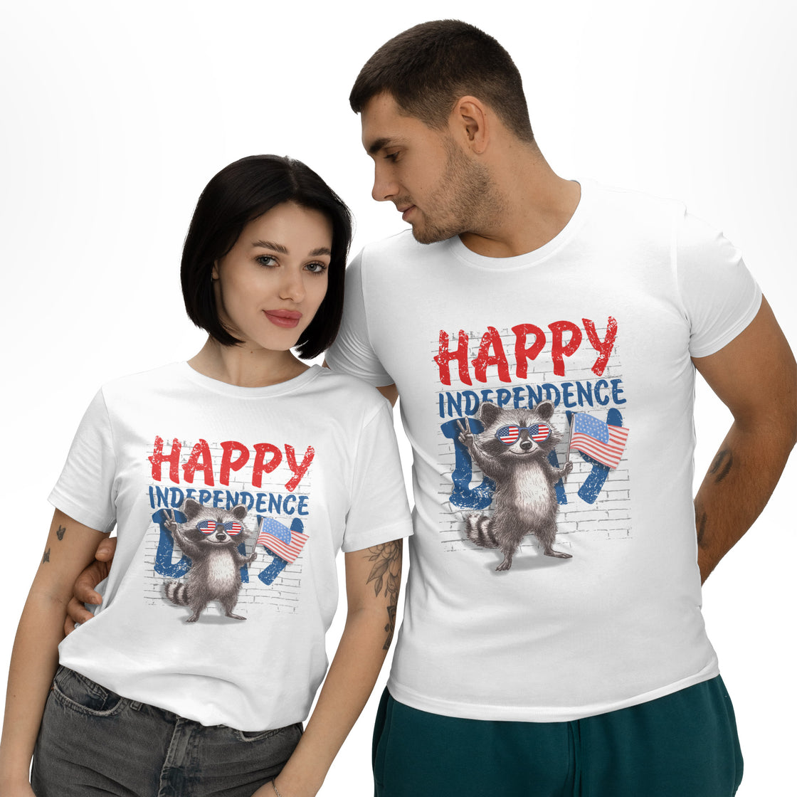 Happy Independence Day (Raccoon Styled) – Funny Matching Outfits for Patriotic Couples