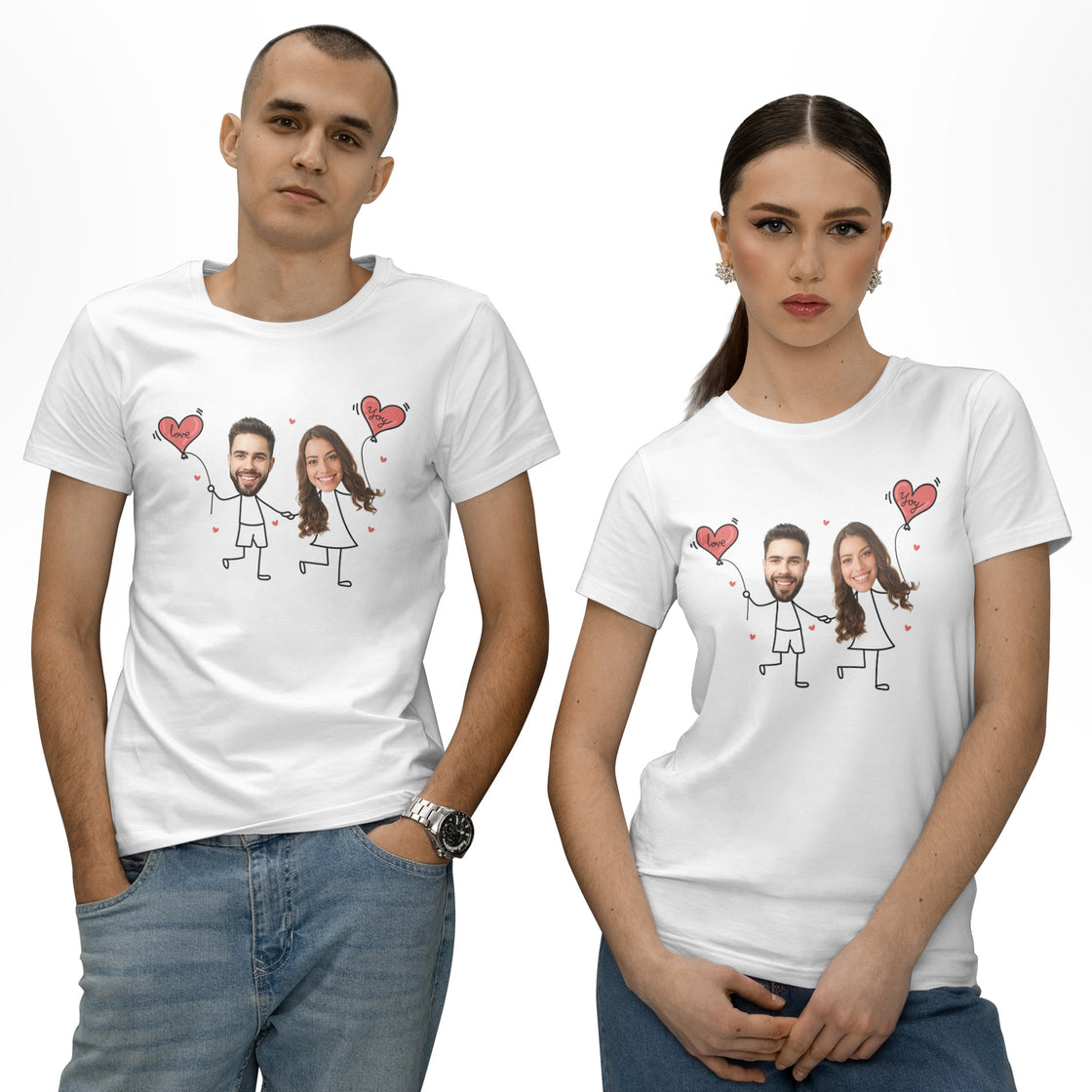 Custom Face Matching Outfits – Add Your Real Faces to a Cute Balloon Couple Design