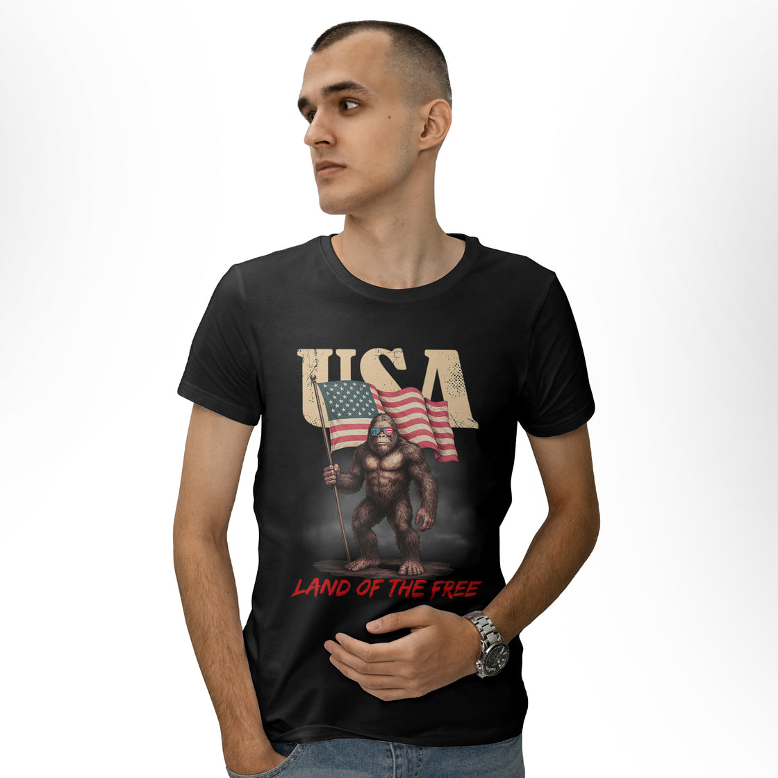 Kiss Me Like It’s 1776 & USA Bigfoot – Funny Matching Outfits for Patriotic Couples