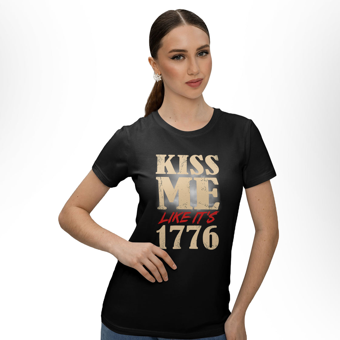 Kiss Me Like It’s 1776 & USA Bigfoot – Funny Matching Outfits for Patriotic Couples