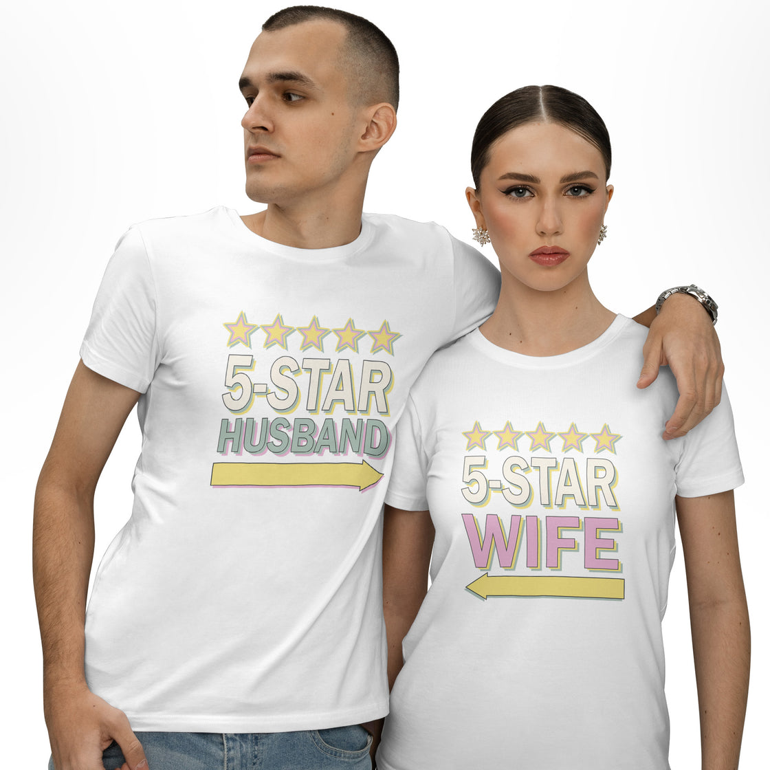 5-Star Husband & 5-Star Wife - Matching Look | Funny Couple Outfit with a Rating Twist