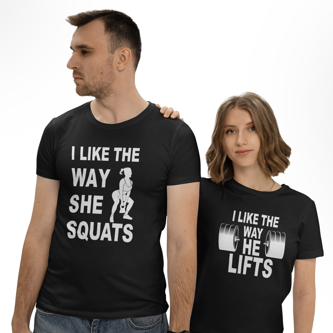 I Like the Way She Squats & I Like the Way He Lifts – Matching Workout Tees for Fitness Lovers