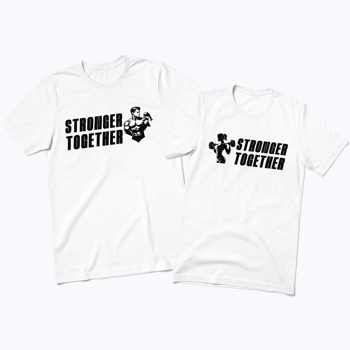 Stronger Together Couple Workout Shirts – Matching Fitness Gym Tees for Fit Couples & Gym Partners